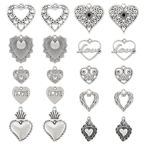 PandaHall SUNNYCLUE 80Pcs 10 Styles Tibetan Style Alloy Pendants, Heart, Antique Silver, 15~29.5x14.5~25x1.5~3mm, Hole: 1.2~3mm, 8pcs/style...
PandaHall SUNNYCLUE 80Pcs 10 Styles Tibetan Style Alloy Pendants, Heart, Antique Silver, 15~29.5x14.5~25x1.5~3mm, Hole: 1.2~3mm, 8pcs/style...