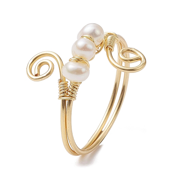 PandaHall Natural Pearl Potato Beaded Cuff Ring, Copper Wired Wrapped Vortex Ring, Real 18K Gold Plated, Inner Diameter: 20mm Pearl White
PandaHall Natural Pearl Potato Beaded Cuff Ring, Copper Wired Wrapped Vortex Ring, Real 18K Gold Plated, Inner Diameter: 20mm Pearl White