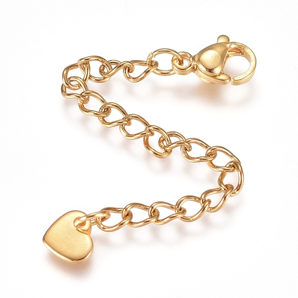 PandaHall 304 Stainless Steel Chain Extender, with Lobster Claw Clasps and Charms, Heart, Golden, 70.5mm, Link: 4x3x0.4mm, Clasp...
PandaHall 304 Stainless Steel Chain Extender, with Lobster Claw Clasps and Charms, Heart, Golden, 70.5mm, Link: 4x3x0.4mm, Clasp...