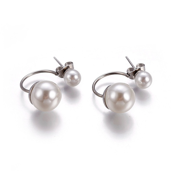 PandaHall 304 Stainless Steel Stud Earrings, with Plastic Beads, Stainless Steel Color, 21~24x10x10mm, Pin: 0.7mm Plastic White
PandaHall 304 Stainless Steel Stud Earrings, with Plastic Beads, Stainless Steel Color, 21~24x10x10mm, Pin: 0.7mm Plastic White