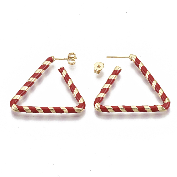 PandaHall Brass Stud Earrings, with Enamel and Earring Backs, Triangle, Real 18K Gold Plated, FireBrick, 35x31x3mm, Pin: 0.7mm Brass Red
PandaHall Brass Stud Earrings, with Enamel and Earring Backs, Triangle, Real 18K Gold Plated, FireBrick, 35x31x3mm, Pin: 0.7mm Brass Red