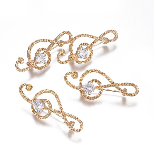 PandaHall Brass Brooch Findings, with Cubic Zirconia, For Half Drilled Beads, Musical Note, Real 18K Gold Plated, 47x18.5x11.5mm, Tray...
PandaHall Brass Brooch Findings, with Cubic Zirconia, For Half Drilled Beads, Musical Note, Real 18K Gold Plated, 47x18.5x11.5mm, Tray...