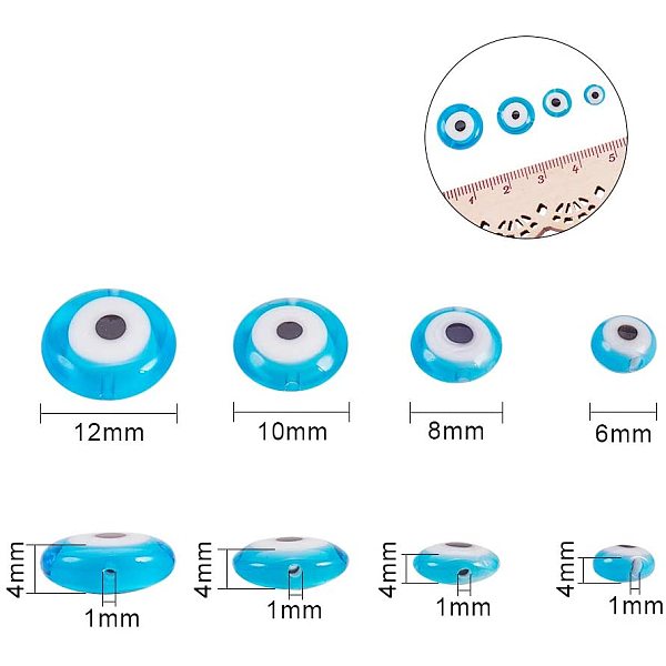 PandaHall 80 Pcs Evil Eye Beads, Flat Round Beads, Handmade Lampwork Beads 4 Sizes Spacer Beads for Bracelets Necklace Jewelry Making..., Blue
PandaHall 80 Pcs Evil Eye Beads, Flat Round Beads, Handmade Lampwork Beads 4 Sizes Spacer Beads for Bracelets Necklace Jewelry Making..., Blue
