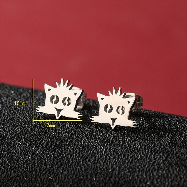 PandaHall Stainless Steel Stud Earrings, Cat Shape, Stainless Steel Color, 10x12mm Stainless Steel Cat Shape
PandaHall Stainless Steel Stud Earrings, Cat Shape, Stainless Steel Color, 10x12mm Stainless Steel Cat Shape