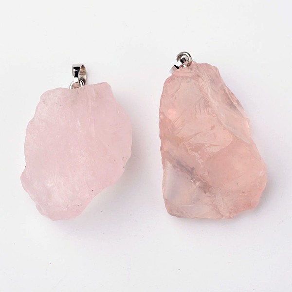 PandaHall Natural Rose Quartz Pendants, Nuggets, with Brass Findings, Platinum, 26~42x20~26x14~22mm, Hole: 5x8mm Rose Quartz Nuggets
PandaHall Natural Rose Quartz Pendants, Nuggets, with Brass Findings, Platinum, 26~42x20~26x14~22mm, Hole: 5x8mm Rose Quartz Nuggets