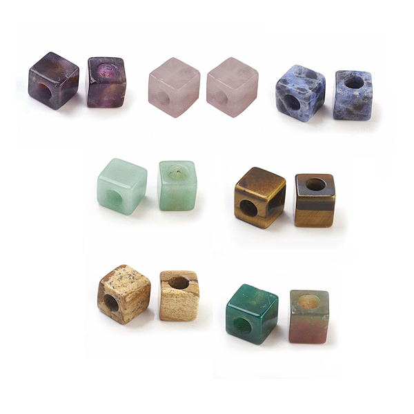 PandaHall Natural Gemstone European Beads, Large Hole Beads, Cube, 10x10x10mm, Hole: 4.5~5mm Mixed Stone Cube
PandaHall Natural Gemstone European Beads, Large Hole Beads, Cube, 10x10x10mm, Hole: 4.5~5mm Mixed Stone Cube