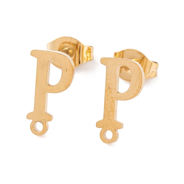 PandaHall Ion Plating(IP) 304 Stainless Steel Stud Earrings, for Women, Letter P, 11.5x6mm, Hole: 1mm, Pin: 0.7mm 304 Stainless Steel Letter...
PandaHall Ion Plating(IP) 304 Stainless Steel Stud Earrings, for Women, Letter P, 11.5x6mm, Hole: 1mm, Pin: 0.7mm 304 Stainless Steel Letter...