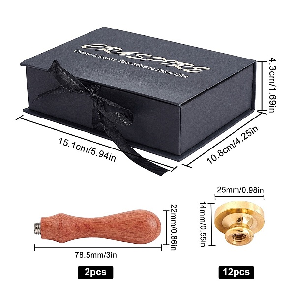 PandaHall CRASPIRE DIY Scrapbook Crafts, Including Pear Wood Handle, Brass Wax Seal Stamp Heads, Golden, 25x14mm, 14pcs/box Brass
PandaHall CRASPIRE DIY Scrapbook Crafts, Including Pear Wood Handle, Brass Wax Seal Stamp Heads, Golden, 25x14mm, 14pcs/box Brass