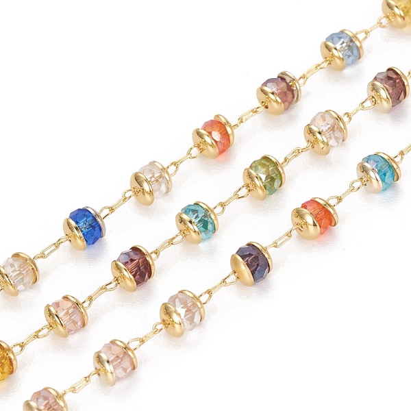 PandaHall Handmade Glass Beaded Chains, with Brass Findings, Long-Lasting Plated, Rondelle, Faceted, Soldered, Golden, Colorful, 4mm, about...
PandaHall Handmade Glass Beaded Chains, with Brass Findings, Long-Lasting Plated, Rondelle, Faceted, Soldered, Golden, Colorful, 4mm, about...