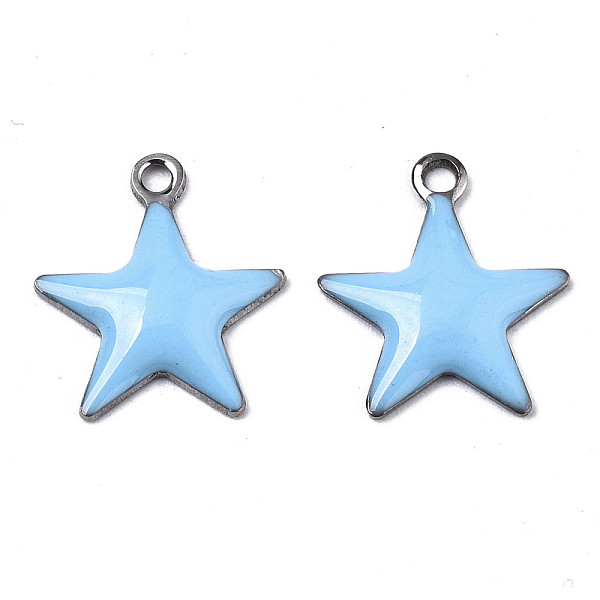 PandaHall 201 Stainless Steel Enamel Charms, Star, Stainless Steel Color, Light Sky Blue, 14.5x12.5x2mm, Hole: 1.5mm Stainless Steel+Enamel...
PandaHall 201 Stainless Steel Enamel Charms, Star, Stainless Steel Color, Light Sky Blue, 14.5x12.5x2mm, Hole: 1.5mm Stainless Steel+Enamel...