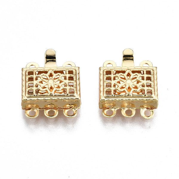 PandaHall Brass Box Clasps, 3-Strand, 6-Hole, Nickel Free, Rectangle, Real 18K Gold Plated, 14x10.5x3.5mm, Hole: 1mm Brass Rectangle
PandaHall Brass Box Clasps, 3-Strand, 6-Hole, Nickel Free, Rectangle, Real 18K Gold Plated, 14x10.5x3.5mm, Hole: 1mm Brass Rectangle