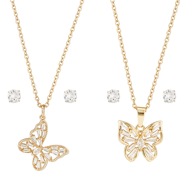 PandaHall HOBBIESAY 2 Sets 2 Styles Clear Cubic Zirconia Stud Earrings & Butterfly Pendant Necklaces Set, Brass & 304 Stainless Steel...
PandaHall HOBBIESAY 2 Sets 2 Styles Clear Cubic Zirconia Stud Earrings & Butterfly Pendant Necklaces Set, Brass & 304 Stainless Steel...