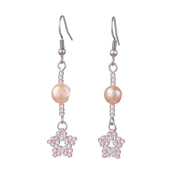 PandaHall Natural Pearl Dangle Earrings, TOHO Seed Beaded Star Long Drop Earrings with 304 Stainless Steel Pins, Pink, 54x12mm Pearl Star...
PandaHall Natural Pearl Dangle Earrings, TOHO Seed Beaded Star Long Drop Earrings with 304 Stainless Steel Pins, Pink, 54x12mm Pearl Star...
