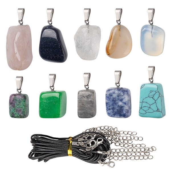 PandaHall DIY Gemstone Nugget Necklace Making Kit, Including Natural & Synthetic Mixed Stone Pendants, Waxed Cord Necklace Making, 22Pcs/set...
PandaHall DIY Gemstone Nugget Necklace Making Kit, Including Natural & Synthetic Mixed Stone Pendants, Waxed Cord Necklace Making, 22Pcs/set...