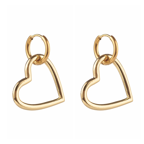 PandaHall 304 Stainless Steel Huggie Hoop Earrings, with Brass Pendants, Heart, Golden, 35mm, Pin: 1mm 304 Stainless Steel Heart
PandaHall 304 Stainless Steel Huggie Hoop Earrings, with Brass Pendants, Heart, Golden, 35mm, Pin: 1mm 304 Stainless Steel Heart