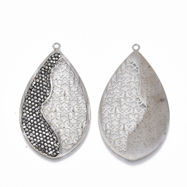 PandaHall Brass Rhinestone Big Pendants, Filigree Findings, Teardrop, Jet Hematite, Platinum, 55x32x2mm, Hole: 1.8mm Brass+Rhinestone..., Black
PandaHall Brass Rhinestone Big Pendants, Filigree Findings, Teardrop, Jet Hematite, Platinum, 55x32x2mm, Hole: 1.8mm Brass+Rhinestone..., Black