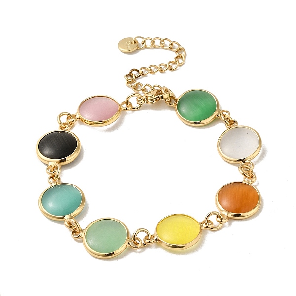PandaHall Colorful Flat Round Cat Eye & Brass Link Chain Bracelets for Women, Light Gold, 7-1/8 inch(18.2cm) Cat Eye Flat Round
PandaHall Colorful Flat Round Cat Eye & Brass Link Chain Bracelets for Women, Light Gold, 7-1/8 inch(18.2cm) Cat Eye Flat Round