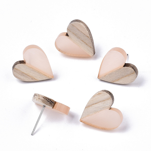 PandaHall Transparent Resin & Wood Stud Earrings, with 304 Stainless Steel Pin, Heart, PeachPuff, 15x14~15mm, Pin: 0.7mm Resin Heart Brown
PandaHall Transparent Resin & Wood Stud Earrings, with 304 Stainless Steel Pin, Heart, PeachPuff, 15x14~15mm, Pin: 0.7mm Resin Heart Brown