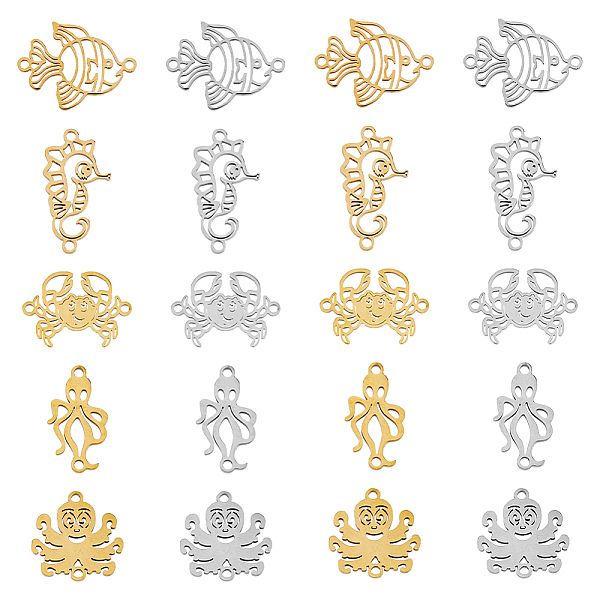 PandaHall DICOSMETIC 20Pcs 10 Styles 201 Stainless Steel Connector Charms, Sea Animal Links, Laser Cut, Octopus & Squid & Goldfish & Sea...
PandaHall DICOSMETIC 20Pcs 10 Styles 201 Stainless Steel Connector Charms, Sea Animal Links, Laser Cut, Octopus & Squid & Goldfish & Sea...
