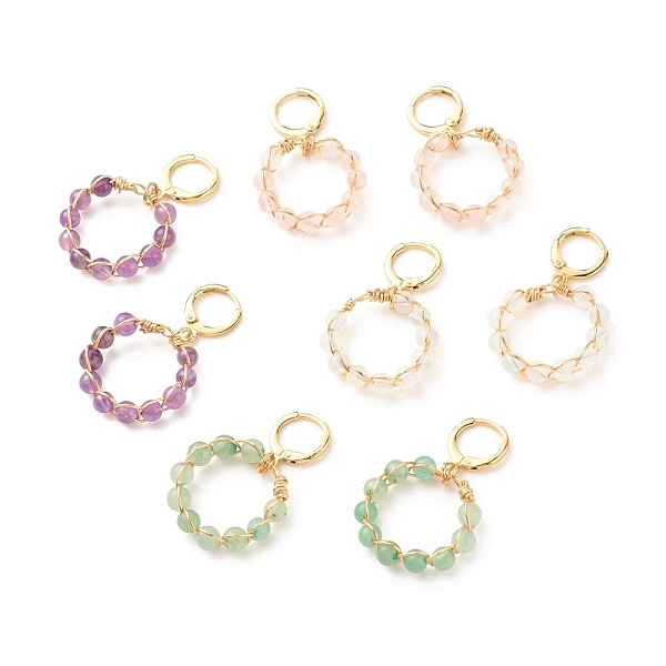 PandaHall Ring Dangle Hoop Earrings, Natural & Synthetic Mixed Stone Round Beads Wire Wrapped Drop Earrings for Women, Golden, 35mm, Pin...
PandaHall Ring Dangle Hoop Earrings, Natural & Synthetic Mixed Stone Round Beads Wire Wrapped Drop Earrings for Women, Golden, 35mm, Pin...