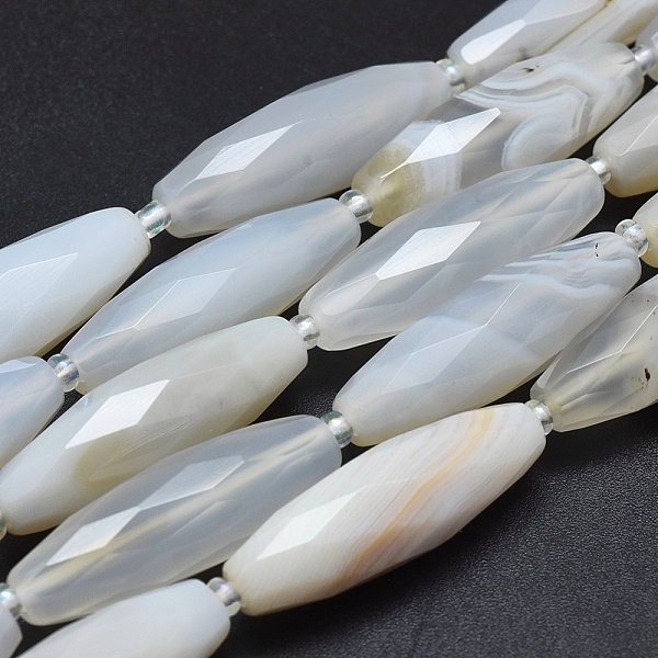 PandaHall Natural White Agate Beads Strands, Faceted, Rice, 29~33x9~10mm, Hole: 1mm, about 12pcs/strand, 15.3 inch~15.7 inch(39~40cm) Rice
PandaHall Natural White Agate Beads Strands, Faceted, Rice, 29~33x9~10mm, Hole: 1mm, about 12pcs/strand, 15.3 inch~15.7 inch(39~40cm) Rice