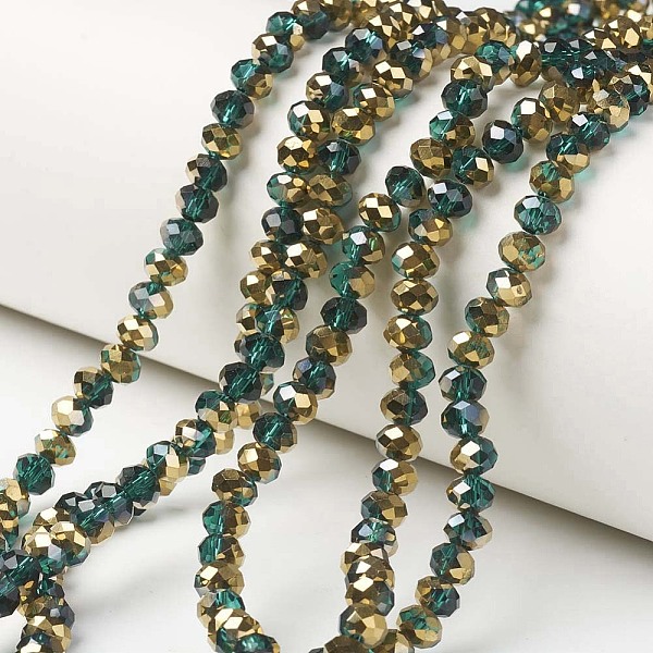 PandaHall Electroplate Transparent Glass Beads Strands, Half Golden Plated, Faceted, Rondelle, Dark Green, 3x2mm, Hole: 0.8mm, about...
PandaHall Electroplate Transparent Glass Beads Strands, Half Golden Plated, Faceted, Rondelle, Dark Green, 3x2mm, Hole: 0.8mm, about...