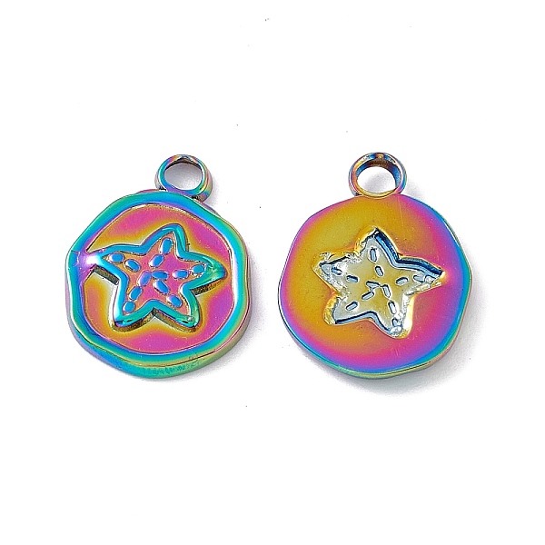 PandaHall Ion Plating(IP) 304 Stainless Steel Pendants, Flat Round with Star, Rainbow Color, 16x13x2mm, Hole: 2.5mm 304 Stainless Steel Star
PandaHall Ion Plating(IP) 304 Stainless Steel Pendants, Flat Round with Star, Rainbow Color, 16x13x2mm, Hole: 2.5mm 304 Stainless Steel Star
