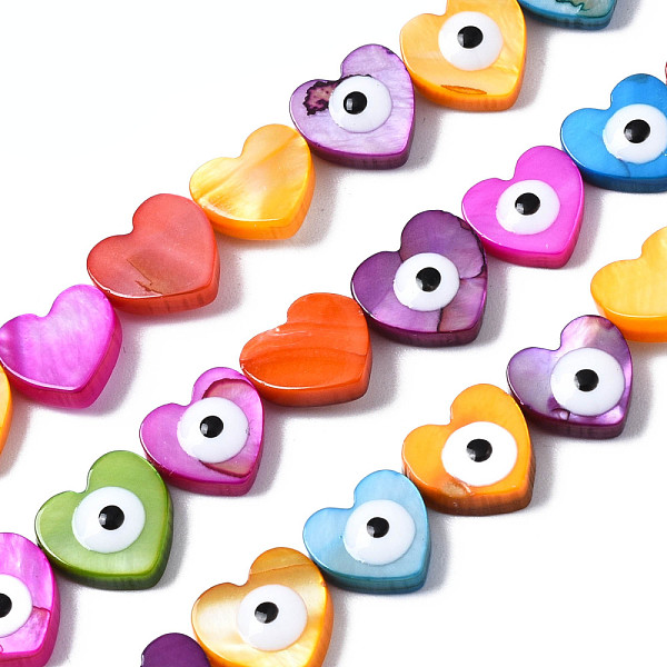 PandaHall Natural Freshwater Shell Beads Strands, with Enamel, Dyed, Heart with Evil Eye, Mixed Color, 8x8.5x3mm, Hole: 0.8mm, about..., Multicolor
PandaHall Natural Freshwater Shell Beads Strands, with Enamel, Dyed, Heart with Evil Eye, Mixed Color, 8x8.5x3mm, Hole: 0.8mm, about..., Multicolor