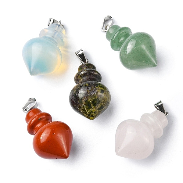 PandaHall Natural & Synthetic Mixed Gemstone Pendants, Pointed Bottle Charms, with Platinum Plated Iron Snap on Bails, 32.5~35x16~17mm, Hole...
PandaHall Natural & Synthetic Mixed Gemstone Pendants, Pointed Bottle Charms, with Platinum Plated Iron Snap on Bails, 32.5~35x16~17mm, Hole...