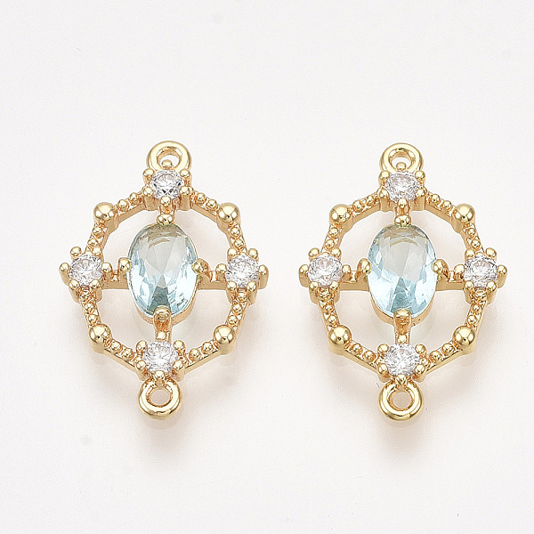 PandaHall Brass Cubic Zirconia Links, Real 18K Gold Plated, Nickel Free, Oval, Pale Turquoise, 17.5x12x2.5mm, Hole: 1mm Brass+Cubic Zirconia..., Cyan
PandaHall Brass Cubic Zirconia Links, Real 18K Gold Plated, Nickel Free, Oval, Pale Turquoise, 17.5x12x2.5mm, Hole: 1mm Brass+Cubic Zirconia..., Cyan