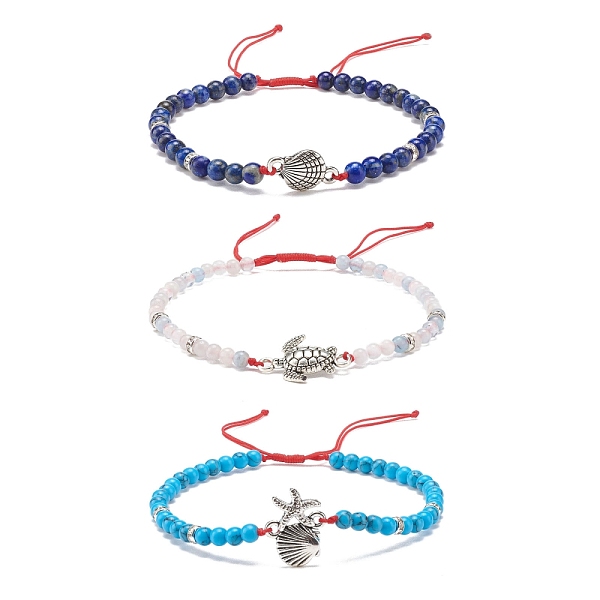PandaHall 3Pcs 3 Style Natural Lapis Lazuli & Aquamarine & Synthetic Turquoise(Dyed) Braided Bead Bracelets Set, Alloy Starfish & Shell &...
PandaHall 3Pcs 3 Style Natural Lapis Lazuli & Aquamarine & Synthetic Turquoise(Dyed) Braided Bead Bracelets Set, Alloy Starfish & Shell &...