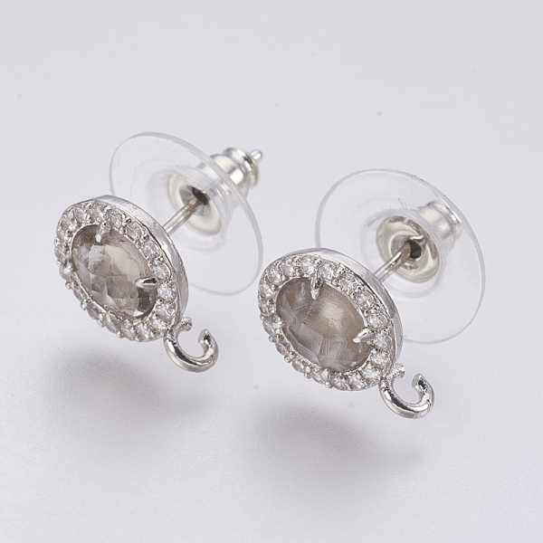 PandaHall Faceted Glass Stud Earring Findings, with Loop, Brass Micro Pave Cubic Zirconia Findings, Flat Round, Platinum, Dark Gray...
PandaHall Faceted Glass Stud Earring Findings, with Loop, Brass Micro Pave Cubic Zirconia Findings, Flat Round, Platinum, Dark Gray...