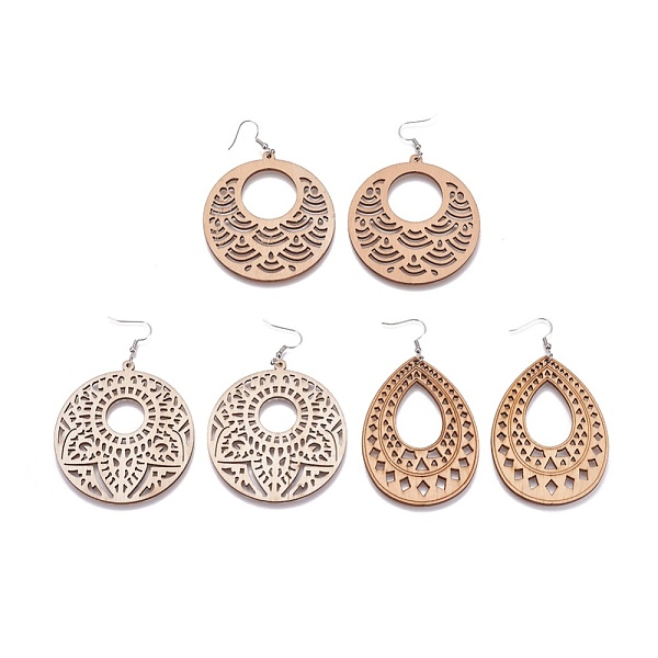 PandaHall Laser Cut Wood Dangle Earrings, with Stainless Steel Findings and Brass Earring Hooks, Mixed Shapes, Wheat, 84~86mm, Pendant..., Orange
PandaHall Laser Cut Wood Dangle Earrings, with Stainless Steel Findings and Brass Earring Hooks, Mixed Shapes, Wheat, 84~86mm, Pendant..., Orange