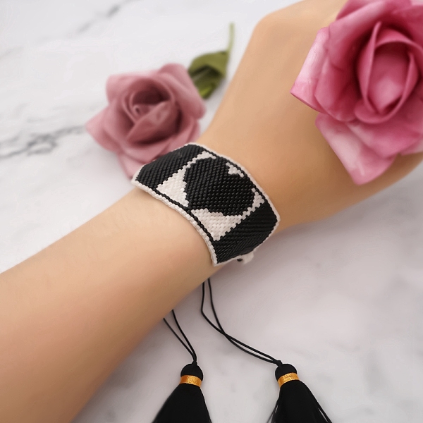 PandaHall Friendship Heart Loom Pattern Seed Beads Bracelets for Women, Adjustable Tassel Nylon Cord Braided Bead Bracelets, Black, 11 inch...
PandaHall Friendship Heart Loom Pattern Seed Beads Bracelets for Women, Adjustable Tassel Nylon Cord Braided Bead Bracelets, Black, 11 inch...