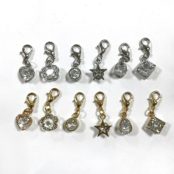 PandaHall 2 Sets Zinc Alloy Pave Clear Cubic Zirconia Pendants, with Lobster Claw Clasps, Mixed Shape, Platinum & Golden, 25~28mm, 1pc/style...
PandaHall 2 Sets Zinc Alloy Pave Clear Cubic Zirconia Pendants, with Lobster Claw Clasps, Mixed Shape, Platinum & Golden, 25~28mm, 1pc/style...