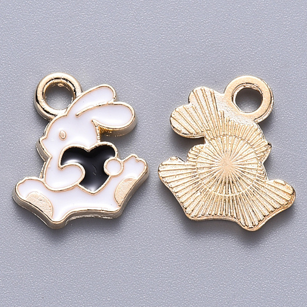 PandaHall Alloy Enamel Charms, Rabbit with Heart, Light Gold, Black, 13.5x12x1.5mm, Hole: 2mm Alloy+Enamel Rabbit Black
PandaHall Alloy Enamel Charms, Rabbit with Heart, Light Gold, Black, 13.5x12x1.5mm, Hole: 2mm Alloy+Enamel Rabbit Black