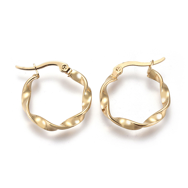 PandaHall 201 Stainless Steel Hoop Earrings, with 304 Stainless Steel Pin, Hypoallergenic Earrings, Twisted Ring Shape, Golden, 9 Gauge...
PandaHall 201 Stainless Steel Hoop Earrings, with 304 Stainless Steel Pin, Hypoallergenic Earrings, Twisted Ring Shape, Golden, 9 Gauge...
