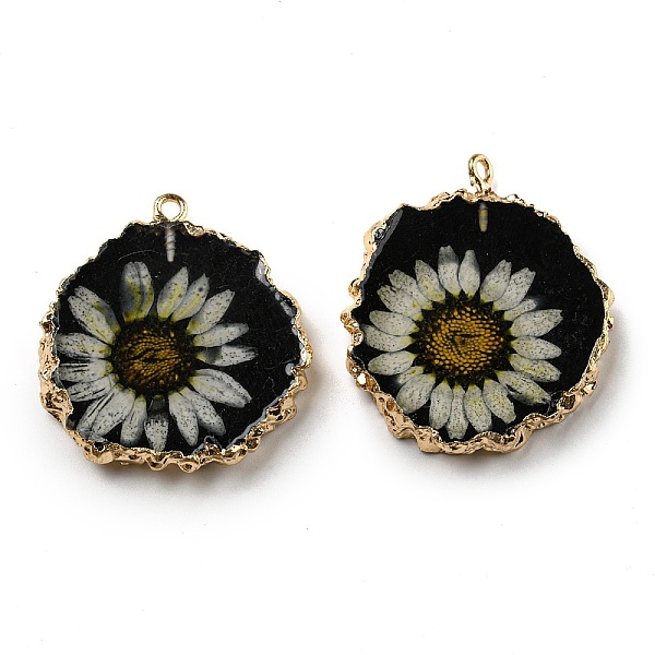 PandaHall Inner Dried Flower Resin Pendants, Flat Round Charms with Light Gold Plated Brass Edge and Iron Loops, Black...
PandaHall Inner Dried Flower Resin Pendants, Flat Round Charms with Light Gold Plated Brass Edge and Iron Loops, Black...