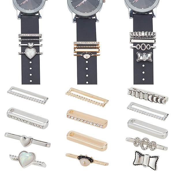 PandaHall 13Pcs 13 Style Heart & Bowknot & Oval & Rectangle Resin Alloy Watch Band Charms Set, with Rhinestones Watch Band Decorative Ring...
PandaHall 13Pcs 13 Style Heart & Bowknot & Oval & Rectangle Resin Alloy Watch Band Charms Set, with Rhinestones Watch Band Decorative Ring...