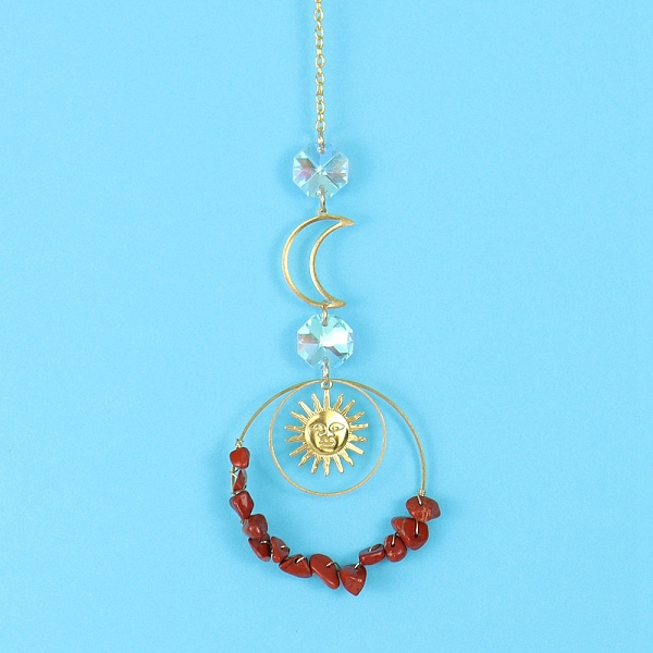 PandaHall Glass & Brass Pendant Decorations, Suncatchers, Rainbow Makers, with Chips Red Jasper, for Home Decoration, 350mm Red Jasper Flat...
PandaHall Glass & Brass Pendant Decorations, Suncatchers, Rainbow Makers, with Chips Red Jasper, for Home Decoration, 350mm Red Jasper Flat...