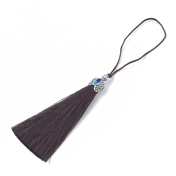 PandaHall Nylon Tassel Big Pendant Decorations, with Enamel and Alloy Findings, Platinum, Indigo, 80~84x10.5~11mm Nylon Purple
PandaHall Nylon Tassel Big Pendant Decorations, with Enamel and Alloy Findings, Platinum, Indigo, 80~84x10.5~11mm Nylon Purple