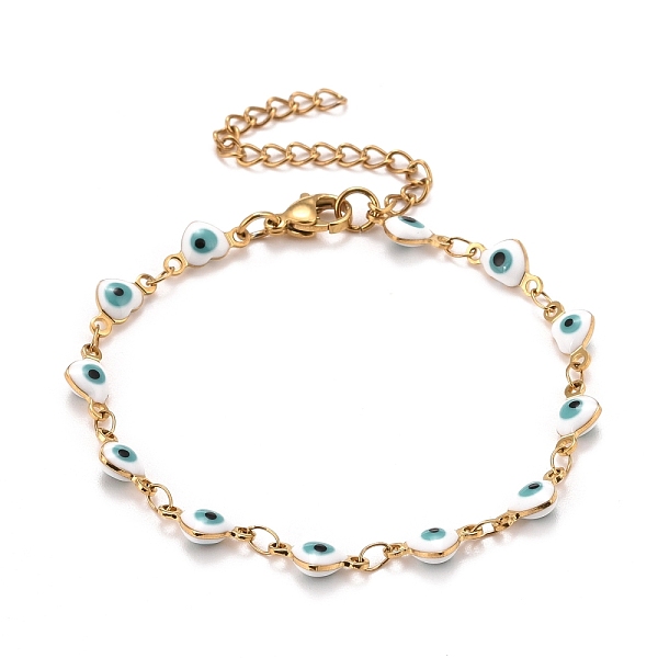 PandaHall Enamel Heart with Evil Eye Link Chains Bracelet, Vacuum Plating 304 Stainless Steel Jewelry for Women, Golden, White, 6-7/8 inch...
PandaHall Enamel Heart with Evil Eye Link Chains Bracelet, Vacuum Plating 304 Stainless Steel Jewelry for Women, Golden, White, 6-7/8 inch...