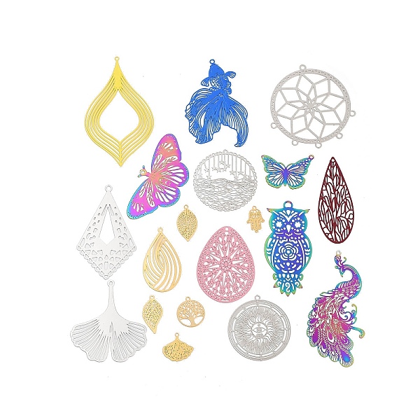 PandaHall Stainless Steel Etched Metal Embellishments Pendants, Mixed Shapes, Mixed Color, 14~59x8.5~48.5x0.2mm, Hole: 1.4~1.6mm Stainless...
PandaHall Stainless Steel Etched Metal Embellishments Pendants, Mixed Shapes, Mixed Color, 14~59x8.5~48.5x0.2mm, Hole: 1.4~1.6mm Stainless...