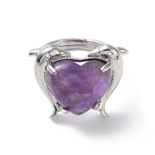 PandaHall Natural Amethyst Dolphin & Heart Adjustable Rings, Long-Lasting Plated, Inner Diameter: 18mm Amethyst
PandaHall Natural Amethyst Dolphin & Heart Adjustable Rings, Long-Lasting Plated, Inner Diameter: 18mm Amethyst