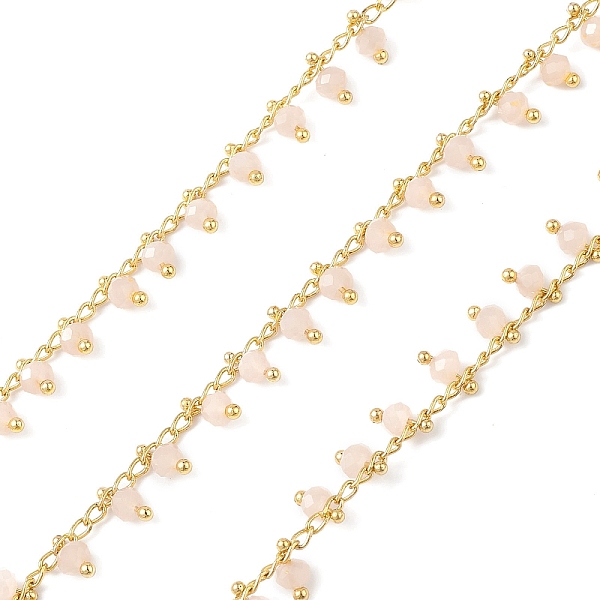 PandaHall Round Glass Beaded Chains, Faceted, Unwelded, with Brass Curb Chains, Golden, Misty Rose, 3x1.8x1mm Brass
PandaHall Round Glass Beaded Chains, Faceted, Unwelded, with Brass Curb Chains, Golden, Misty Rose, 3x1.8x1mm Brass