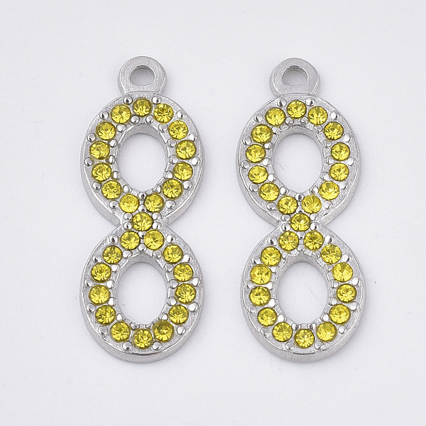 PandaHall 304 Stainless Steel Pendants, with Rhinestone, Number 8, Citrine, 26x10x2mm, Hole: 1.6mm Stainless Steel+Rhinestone Number Orange
PandaHall 304 Stainless Steel Pendants, with Rhinestone, Number 8, Citrine, 26x10x2mm, Hole: 1.6mm Stainless Steel+Rhinestone Number Orange