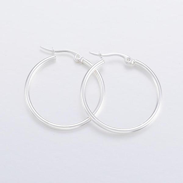 PandaHall 304 Stainless Steel Hoop Earrings, Hypoallergenic Earrings, Silver, 31x30x2mm, 12 Gauge, Pin: 1x0.8mm 304 Stainless Steel Ring
PandaHall 304 Stainless Steel Hoop Earrings, Hypoallergenic Earrings, Silver, 31x30x2mm, 12 Gauge, Pin: 1x0.8mm 304 Stainless Steel Ring
