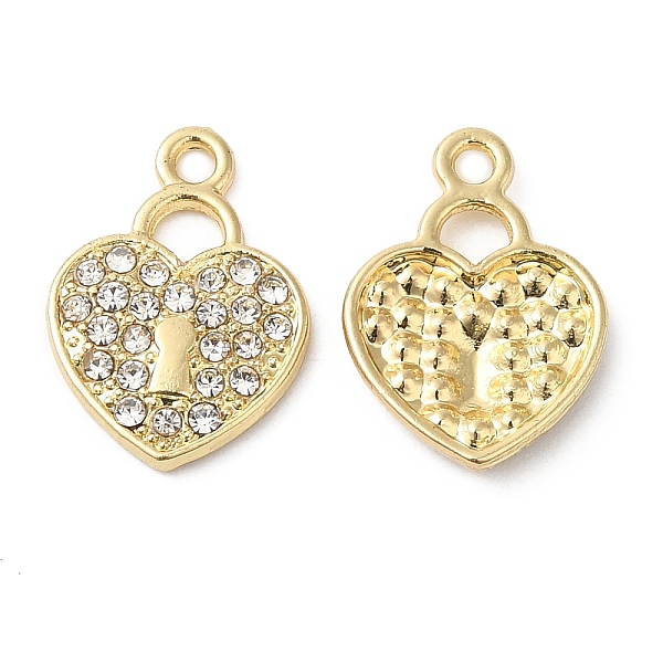 PandaHall Alloy Rhinestone Pendants, Heart Padlock Charms, Golden, 16x11.5x2mm, Hole: 1.6mm Alloy+Rhinestone Lock Clear
PandaHall Alloy Rhinestone Pendants, Heart Padlock Charms, Golden, 16x11.5x2mm, Hole: 1.6mm Alloy+Rhinestone Lock Clear