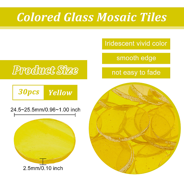 PandaHall OLYCRAFT 30pcs 1" Round Glass Mosaic Tiles Yellow Flat Glass Mosaic Tiles Circles Mosaic Glass Pieces Mosaic Chips Pieces for DIY...
PandaHall OLYCRAFT 30pcs 1" Round Glass Mosaic Tiles Yellow Flat Glass Mosaic Tiles Circles Mosaic Glass Pieces Mosaic Chips Pieces for DIY...