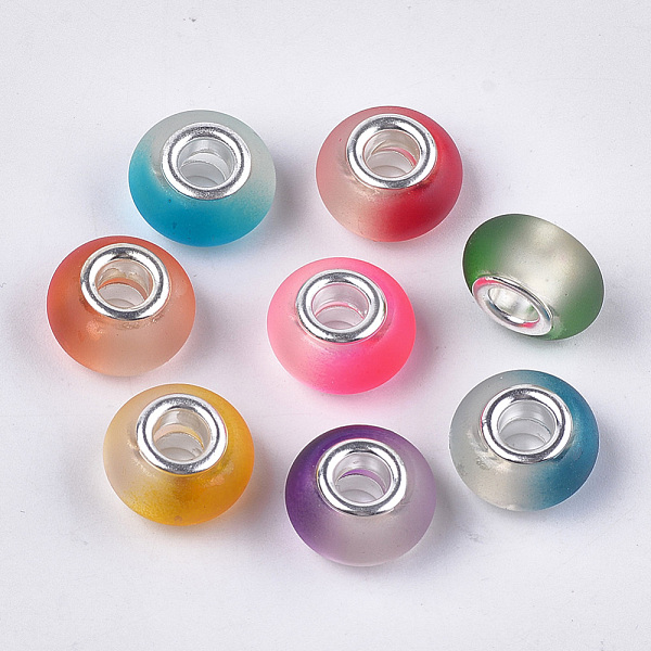 PandaHall Resin European Beads, Large Hole Beads, with Silver Color Plated Brass Cores, Rubberized Style, Rondelle, Mixed Color, 14x8mm..., Multicolor
PandaHall Resin European Beads, Large Hole Beads, with Silver Color Plated Brass Cores, Rubberized Style, Rondelle, Mixed Color, 14x8mm..., Multicolor